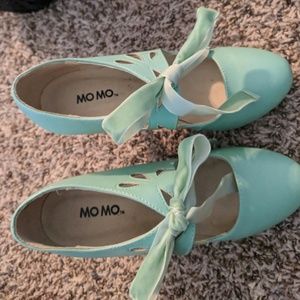 Mint green 3 inch heels.